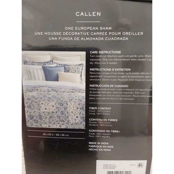 Ralph Lauren CALLEN Cotton OPEN WEAVE Cream Euro European Pillow Sham 26"x26" - Picture 7 of 9